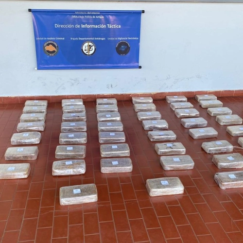 Golpe al narcotráfico en Artigas, fueron incautados 45 ladrillos de droga.