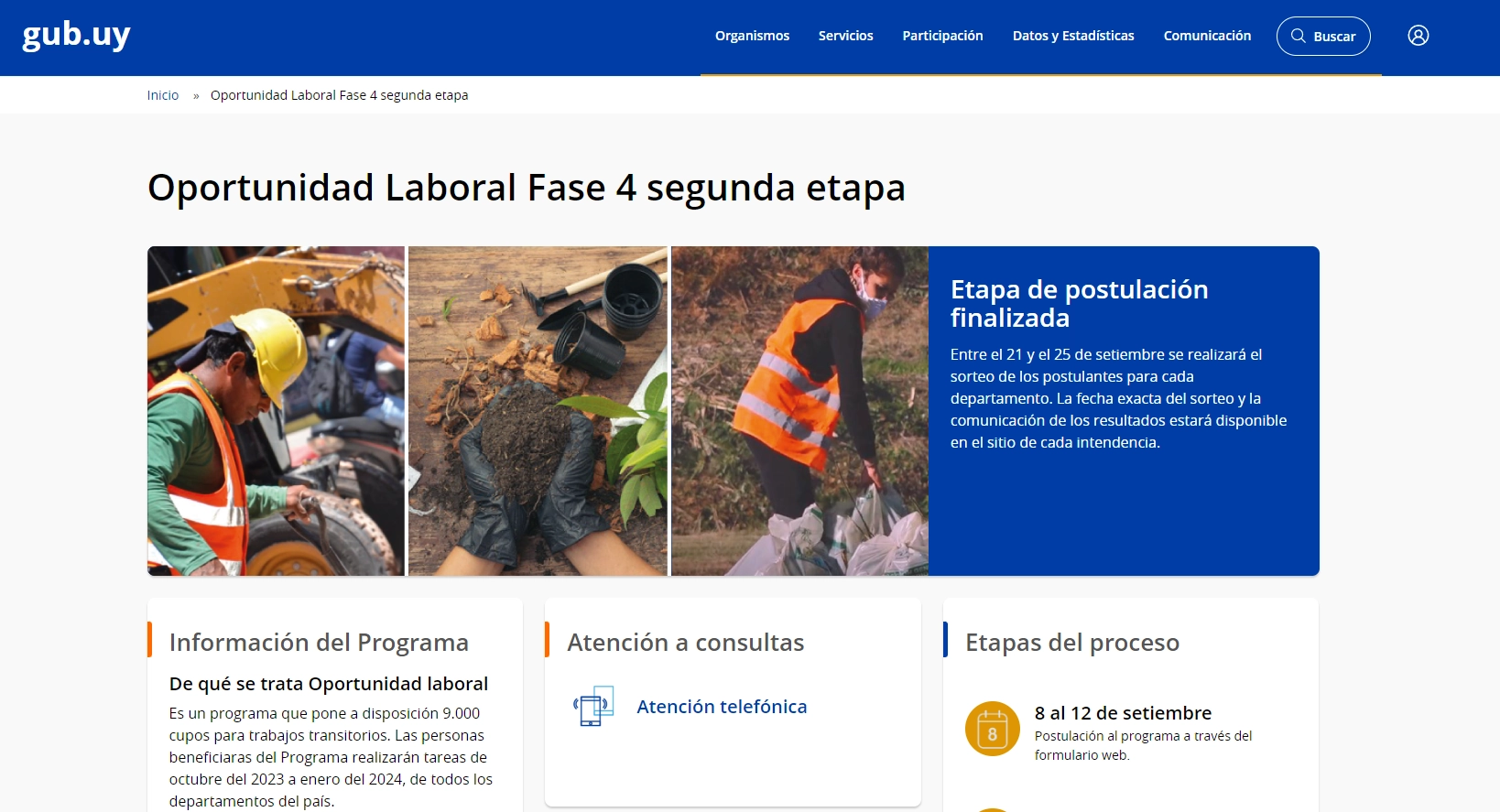 Sitio web oficial del programa Oportunidad Laboral.