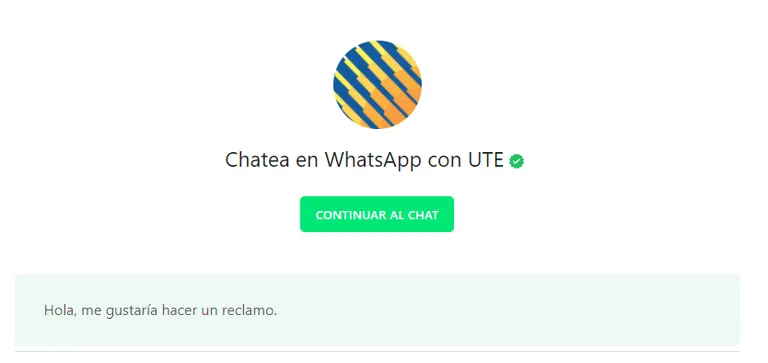 WhatsApp de UTE para hacer reclamos