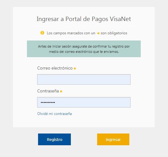 Ingresar al portal de VisaNet Pagos.