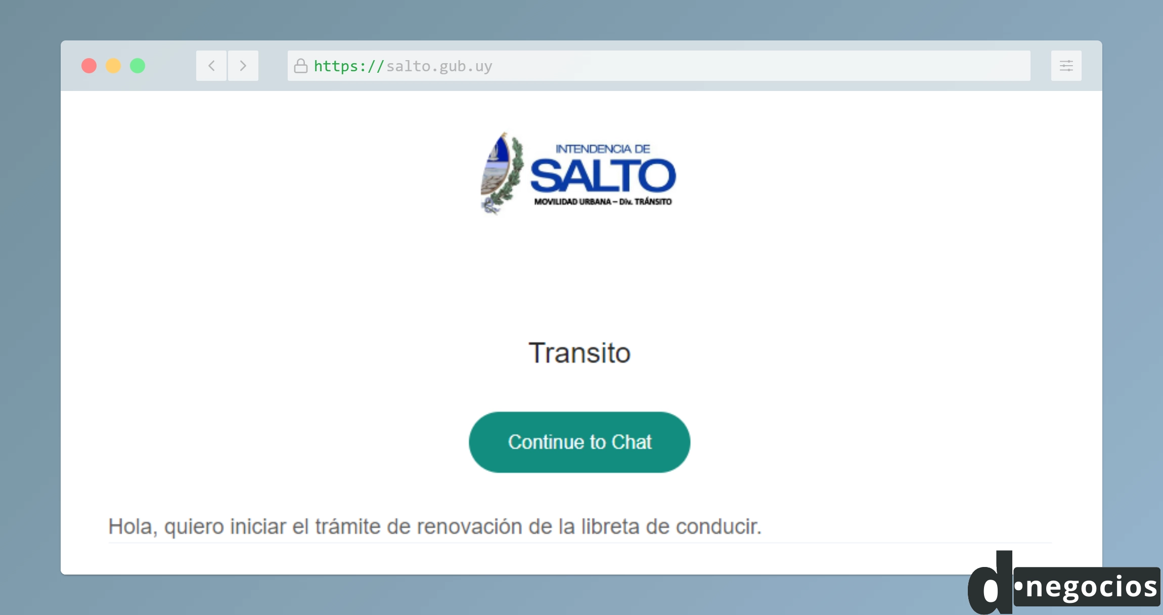 Reserva de trámite por renovación de libreta de conducir en Salto vía WhatsApp.