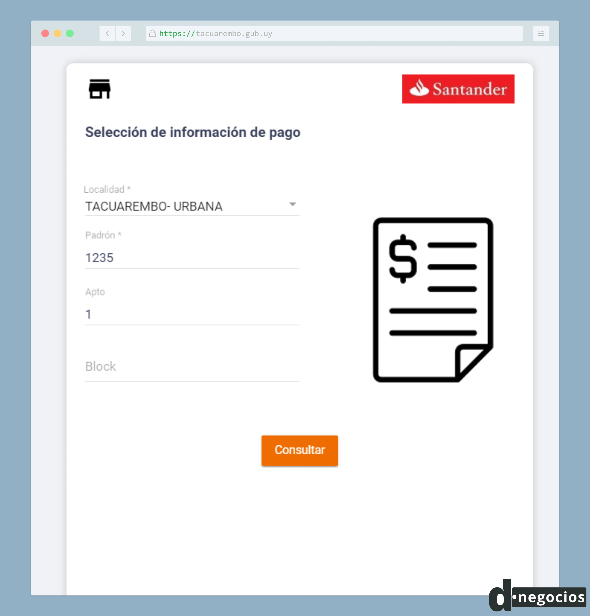 Información de pago de la contribución inmobiliaria de Tacuarembó.