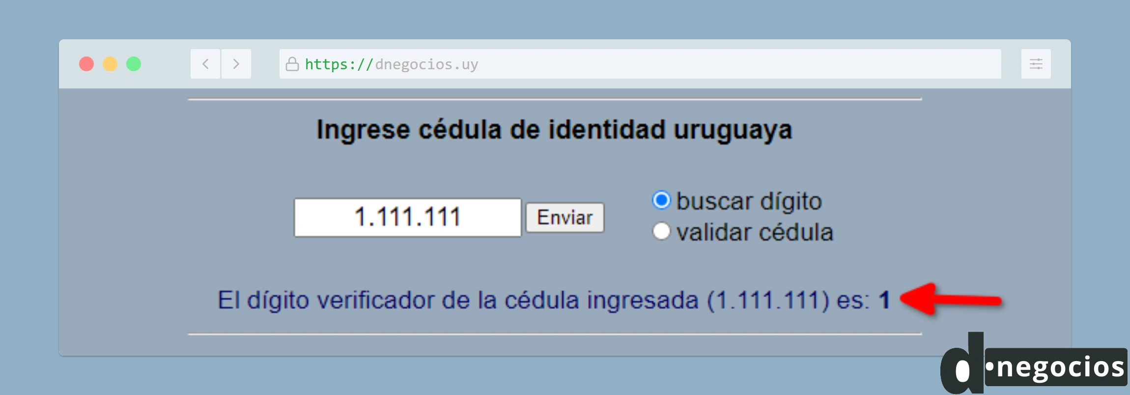 Verificar el digito verificador de una cédula uruguaya.
