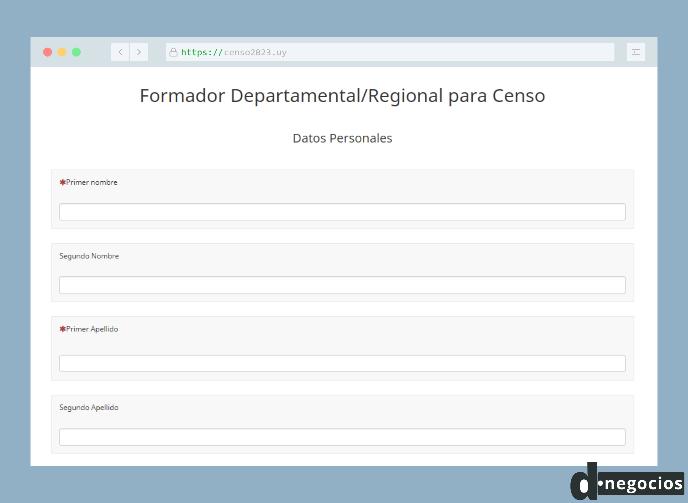 Formulario para postularse al cargo de Formador Departamental/Regional para Censo.
