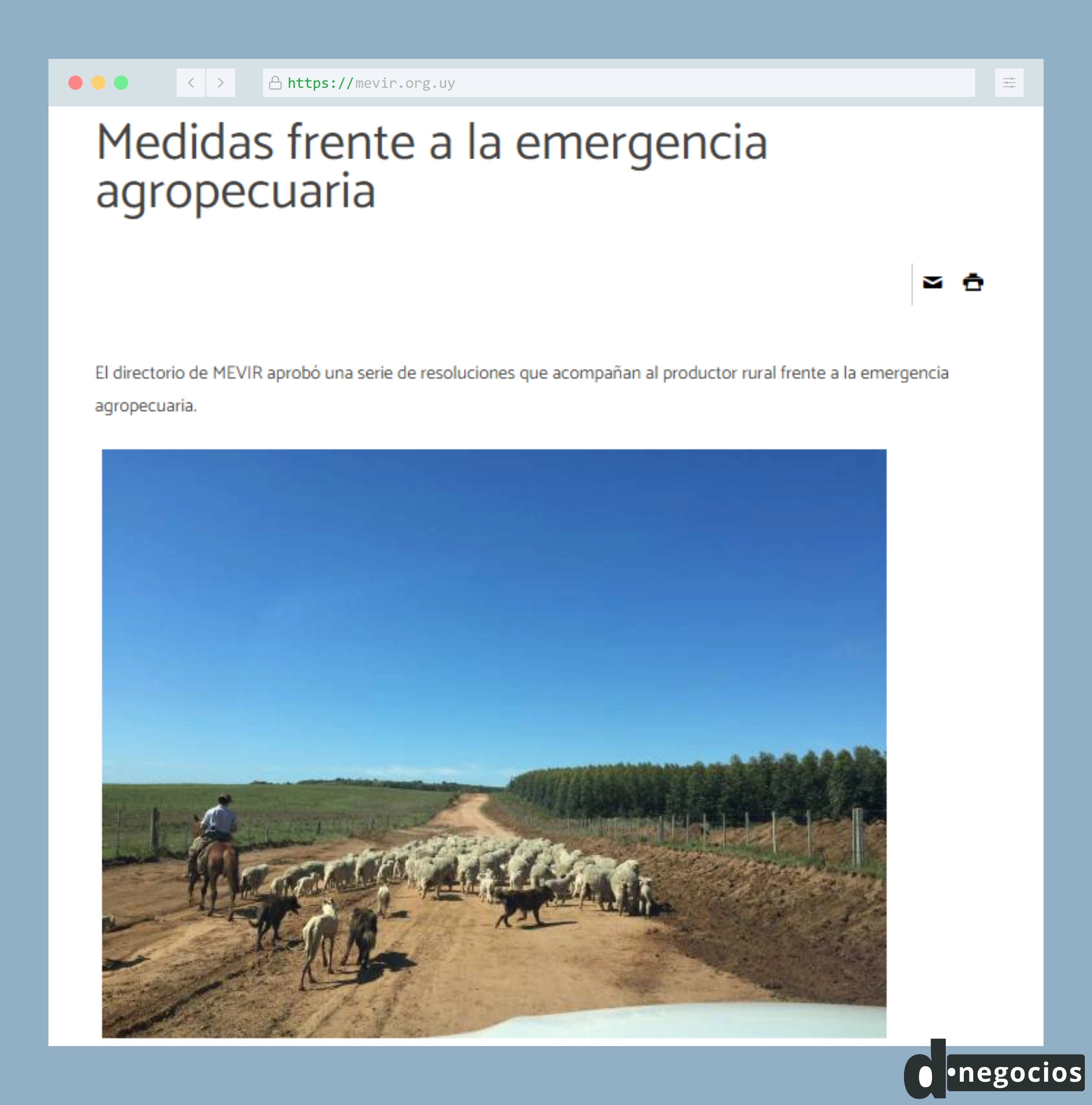 Comunicado oficial de MEVIR ante Emergencia Agropecuaria 2023.