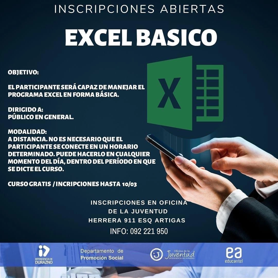 Curso básico de Excel gratis organizado por la Intendencia de Durazno.