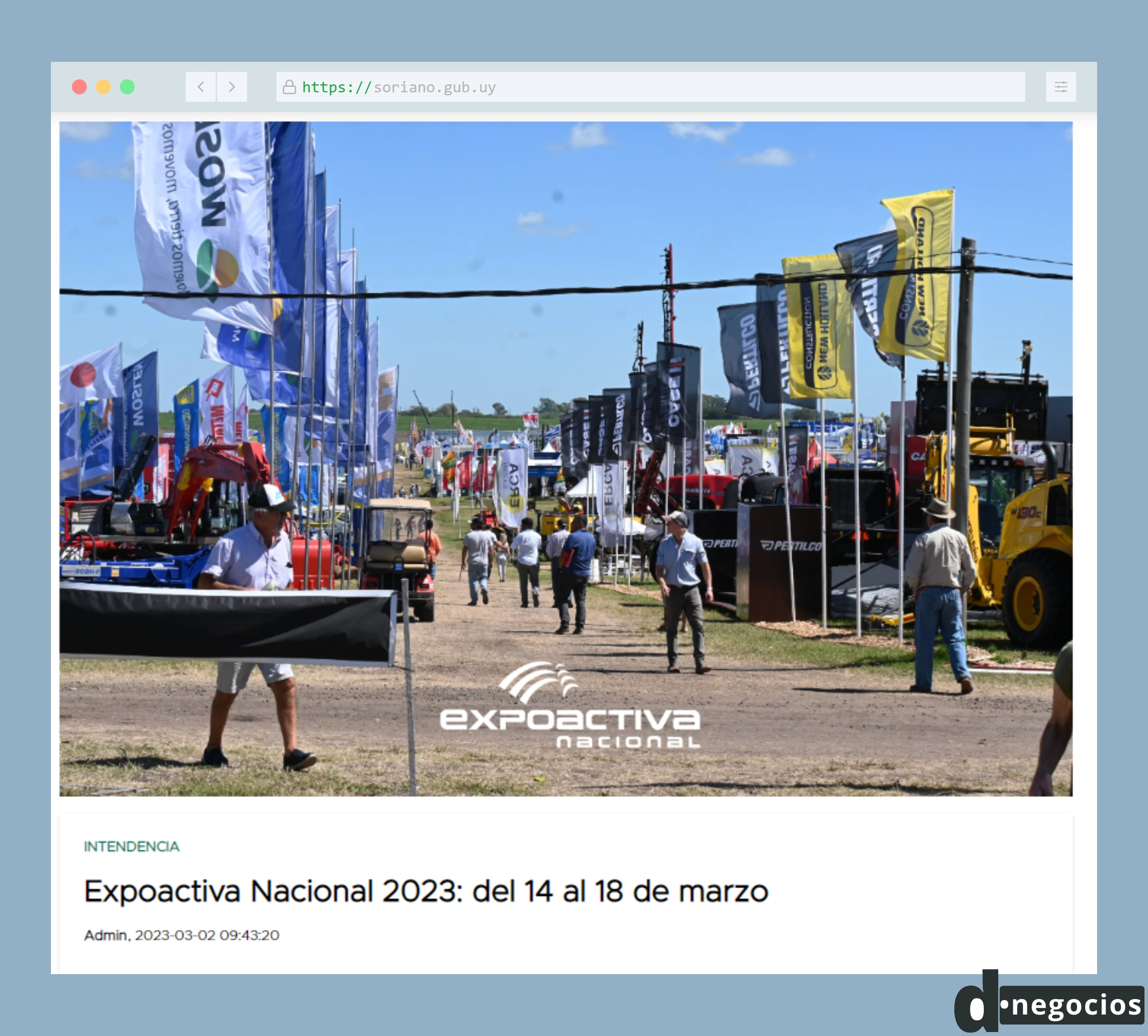 Comunicado de la Intendencia de Soriano sobre la edición 2023 de la Expoactiva.