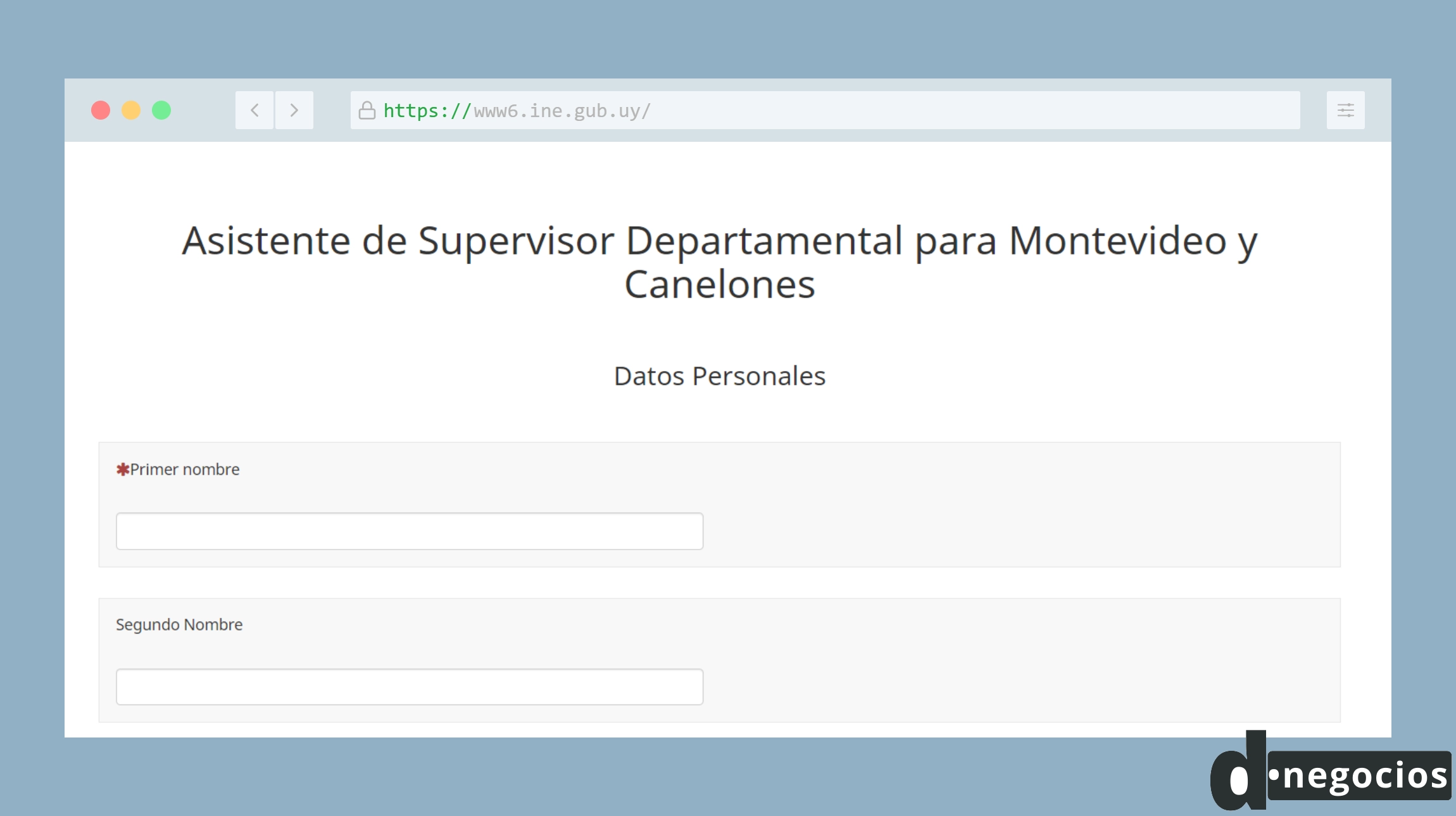 Formulario para postularse al llamado Supervisor Departamental Adjunto para Montevideo y Canelones.