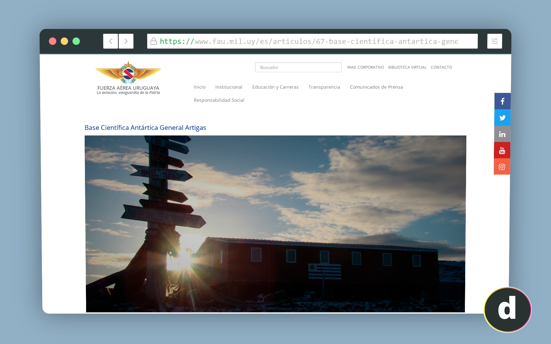 Sitio web oficial de la Base Científica Antártica General Artigas.