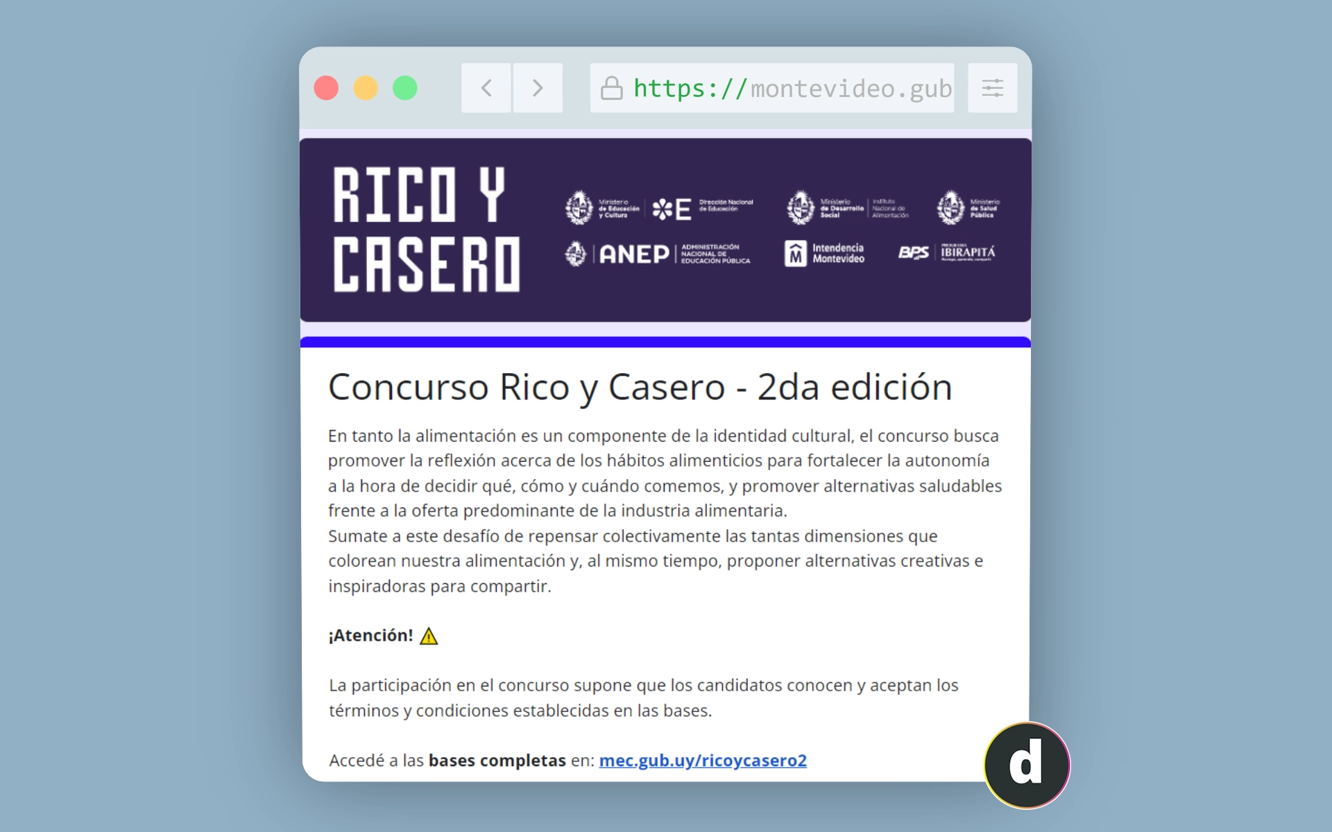 Formulario de inscripción al concurso «Rico y Casero»