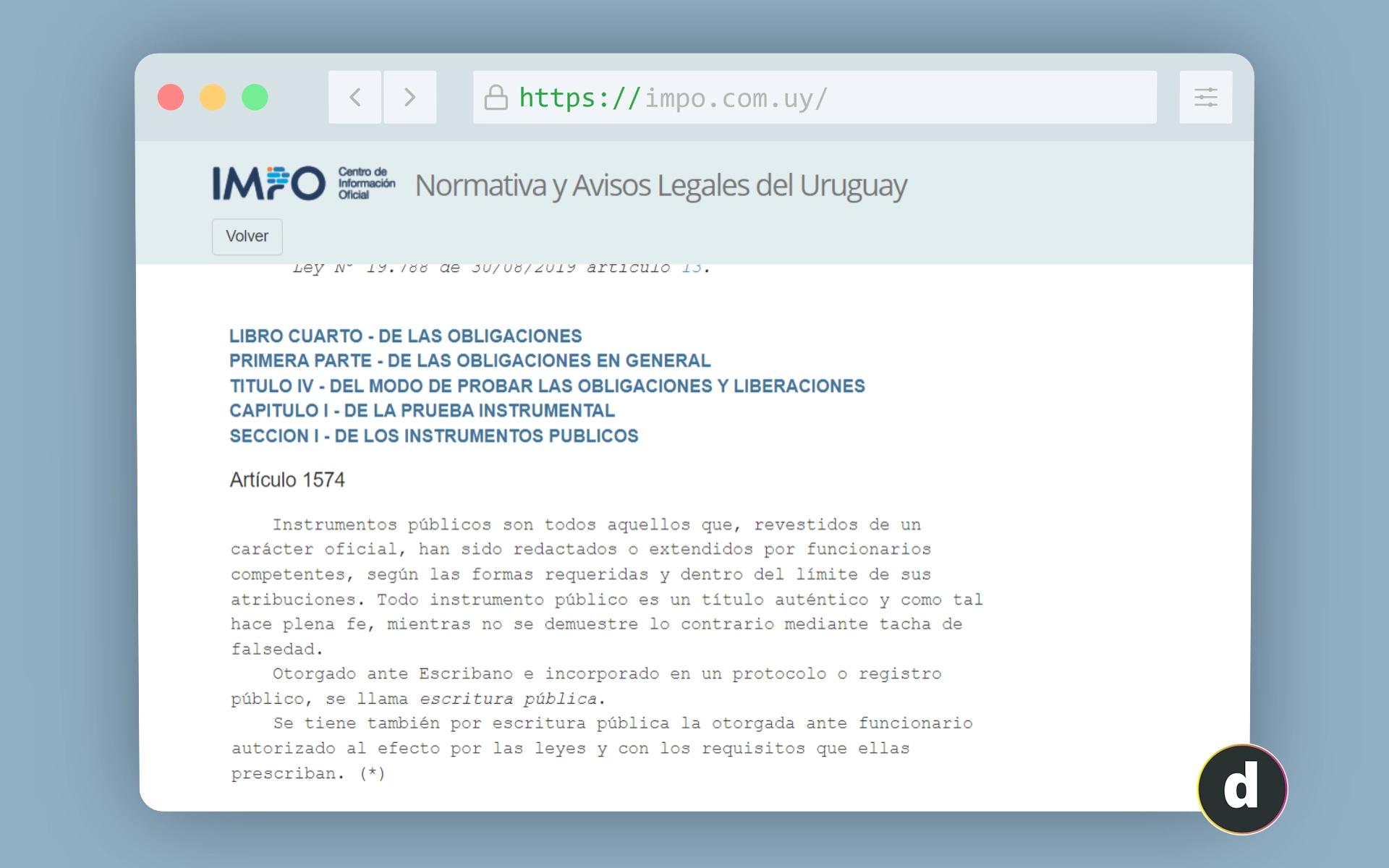 Artículo 1574 del Código civil uruguayo. 