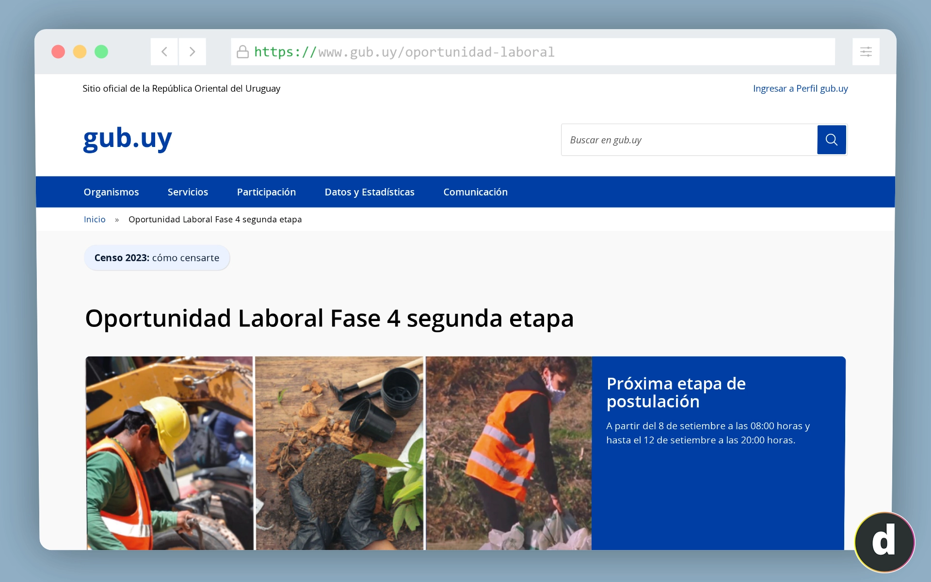 Sitio web oficial del programa Oportunidad Laboral Jornadas Solidarias.