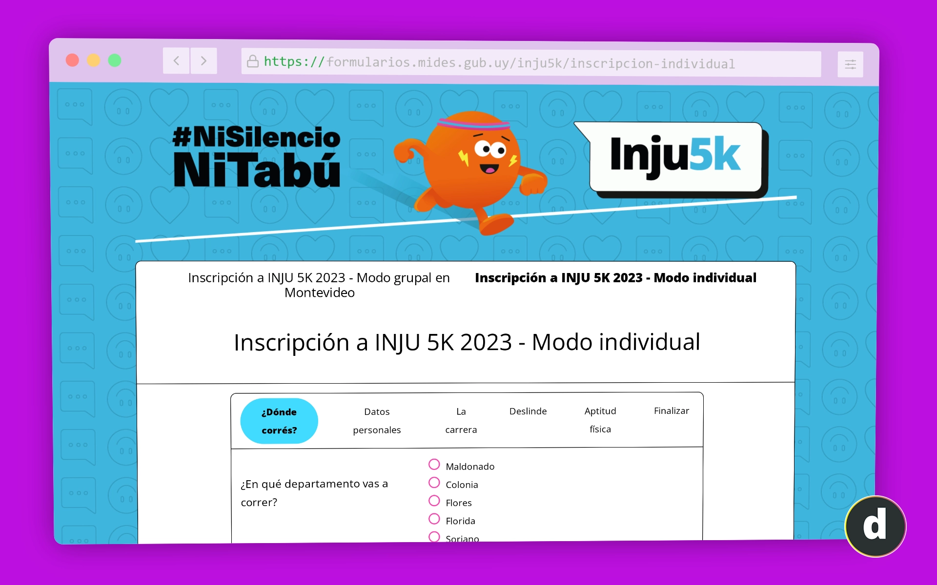 Formulario de inscripción a INJU 5K 2023.