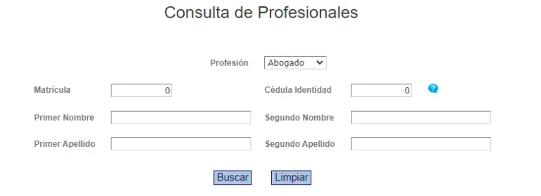 Formulario de consulta de profesionales