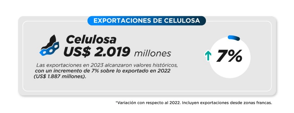La exportación de la celulosa subió un 7% respecto al 2022.