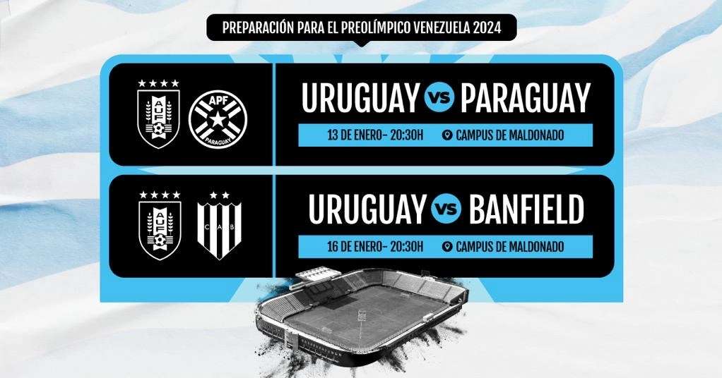 Partidos de Uruguay sub-23 en preparación para Preolímpico Venezuela 2024.