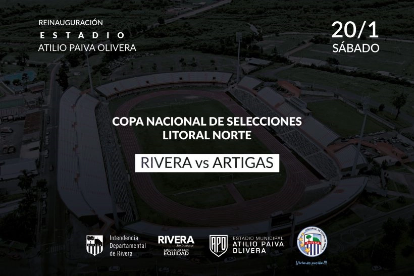 Afiche de la reapertura del estadio Atilio Paiva Olivera.