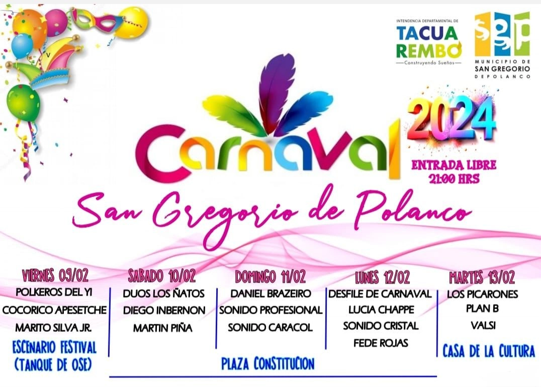 Afiche oficial del Carnaval 2024 en San Gregorio de Polanco.